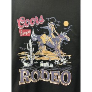 Coors Banquet Rodeo Graphic Hoodie Black Western Cowboy Pullover Small